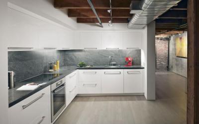 Loftlakás - konyha / étkező ötlet, modern stílusban