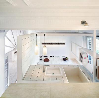 Fehér belső tér - konyha / étkező ötlet, modern stílusban