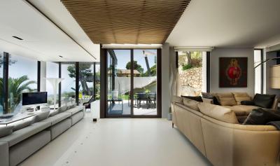 Panorámás nappali - nappali ötlet, modern stílusban