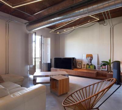 Loftlakás - nappali ötlet, modern stílusban