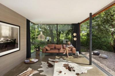 Teraszra nyíló nappali - nappali ötlet, modern stílusban