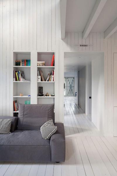Fehér belső tér - nappali ötlet, modern stílusban