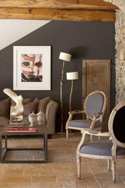 Hagyományos nappali - nappali ötlet, rusztikus stílusban