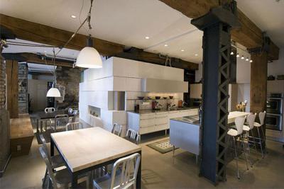 Loftlakás - konyha / étkező ötlet, modern stílusban