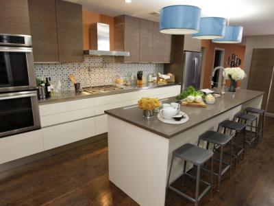 Három kék függeszték - konyha / étkező ötlet, modern stílusban