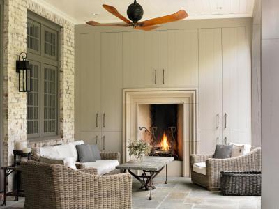 Terasz-nappali, kandallóval - erkély / terasz ötlet, rusztikus stílusban