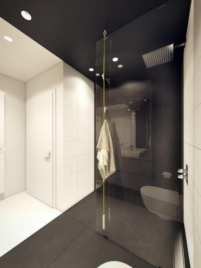 Fekete-fehér kontraszt - fürdő / WC ötlet, modern stílusban