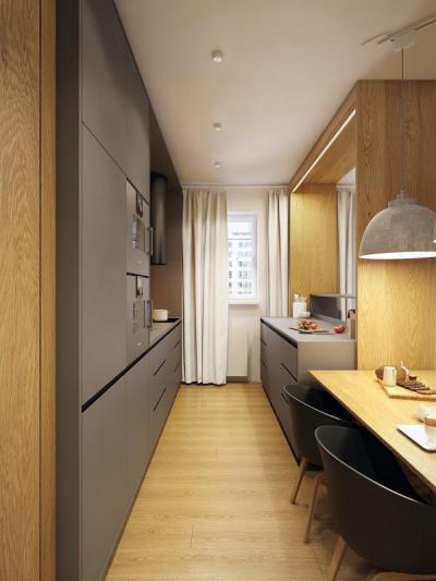 Párhuzamos konyha - konyha / étkező ötlet, modern stílusban