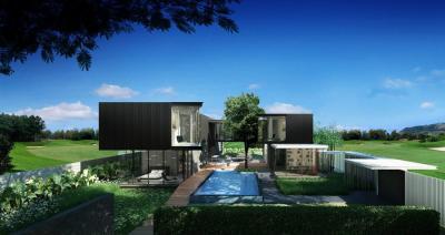 Modern lakóház kerttel - homlokzat ötlet, modern stílusban