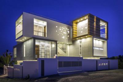 Modern lakóház - homlokzat ötlet, modern stílusban