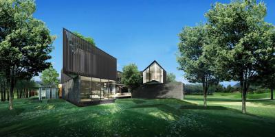 Üvegfalú homlokzat - homlokzat ötlet, modern stílusban