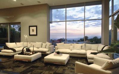 Panorámás nappali - nappali ötlet, modern stílusban