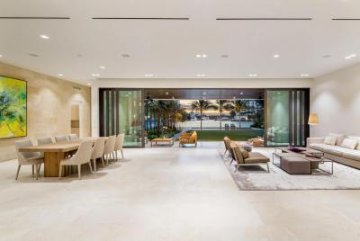 Teraszra nyitott nappali - nappali ötlet, modern stílusban