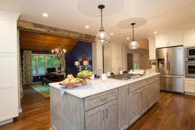 Szürke konyhasziget - konyha / étkező ötlet