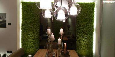 Zöldfal az étkezőben - konyha / étkező ötlet, modern stílusban