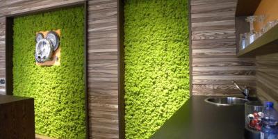 Konyha zöldfallal - konyha / étkező ötlet, modern stílusban