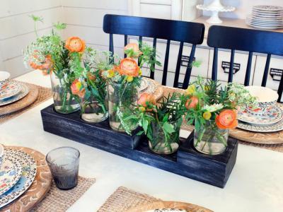Asztali dekoráció - konyha / étkező ötlet, rusztikus stílusban