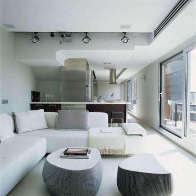 Modern nappali konyhával - nappali ötlet, modern stílusban