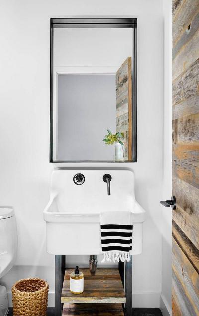 Rusztikus és modern - fürdő / WC ötlet, modern stílusban
