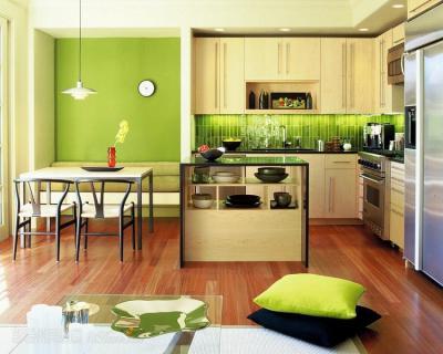 Üde színű konyha - konyha / étkező ötlet, modern stílusban