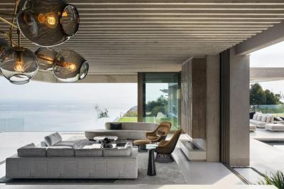 Teraszra nyitott nappali - nappali ötlet, modern stílusban