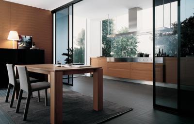 Konyha és étkező üveg tolóajtóval - konyha / étkező ötlet, modern stílusban