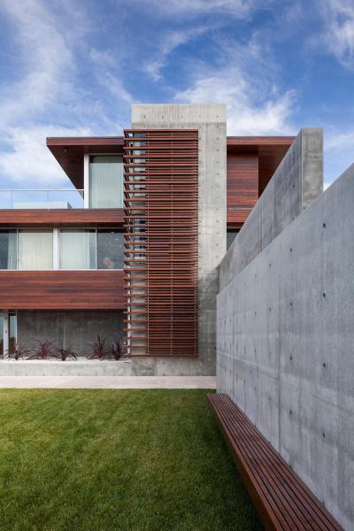 Fa és beton - homlokzat ötlet, modern stílusban