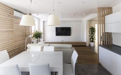 Skandináv nappali zóna - konyha / étkező ötlet, modern stílusban