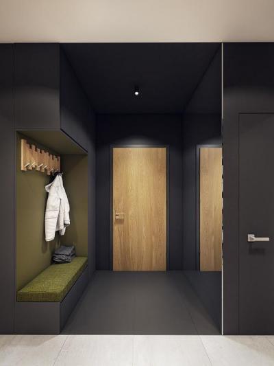 Előszoba karakteres színekkel - belső továbbiak ötlet, modern stílusban