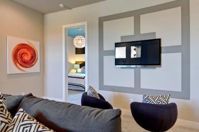 Tévé a nappaliban - nappali ötlet, modern stílusban