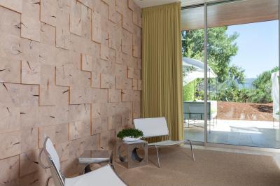 Különleges falburkolat - nappali ötlet, modern stílusban