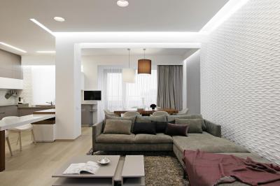 Fehér falak a nappaliban - nappali ötlet, modern stílusban