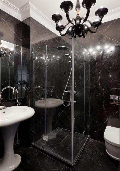 Fekete márvány elegancia - fürdő / WC ötlet, modern stílusban
