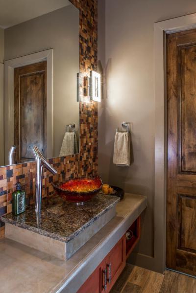 Mosdó egy lombházban - fürdő / WC ötlet, modern stílusban