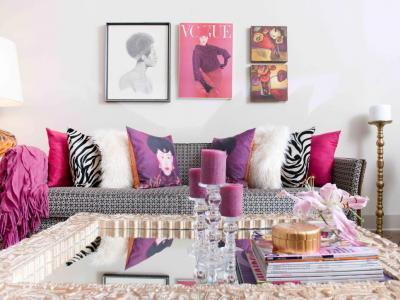 Lila-pink, csajos nappali - nappali ötlet
