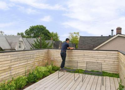 Fával burkolt terasz - erkély / terasz ötlet, modern stílusban