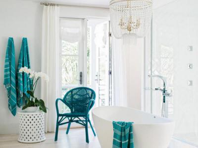 Türkiz elemekkel - fürdő / WC ötlet, modern stílusban