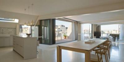 Fehér konyha étkezővel - konyha / étkező ötlet, modern stílusban