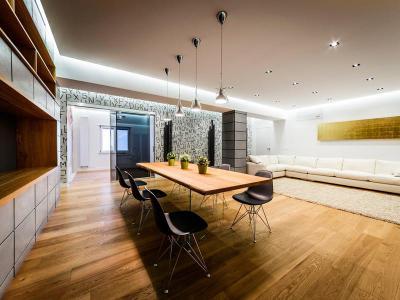 Nappali étkezőasztallal - nappali ötlet, modern stílusban