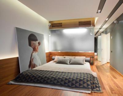 Hálófülke üvegfallal - háló ötlet, modern stílusban