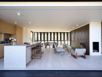 Konyha és nappali egy térben - nappali ötlet, modern stílusban