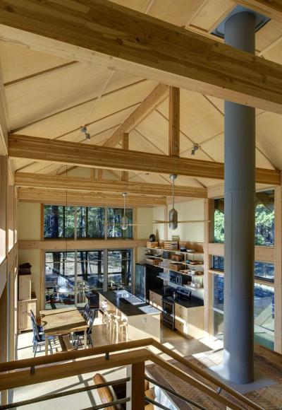 Nyitott födém - konyha / étkező ötlet, modern stílusban