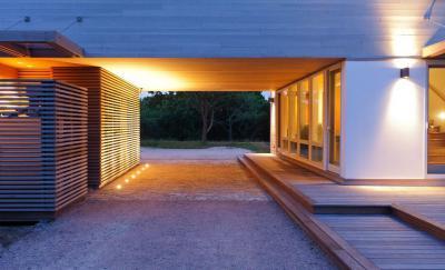 Fa árnyékoló és kültéri lámpák - külső továbbiak ötlet, modern stílusban