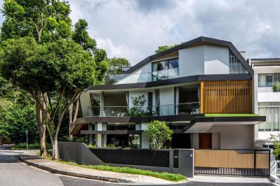 Modern lakóház három szinttel - homlokzat ötlet, modern stílusban