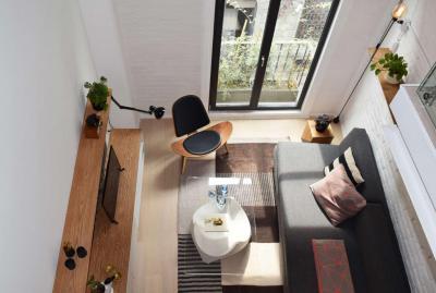 Garzonlakás nappalija - nappali ötlet, modern stílusban