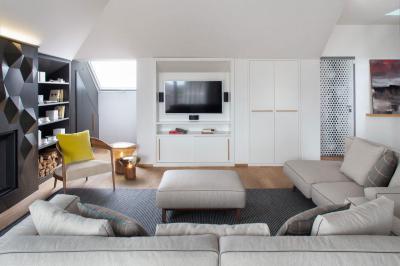 Fekete fehér nappali - nappali ötlet, modern stílusban