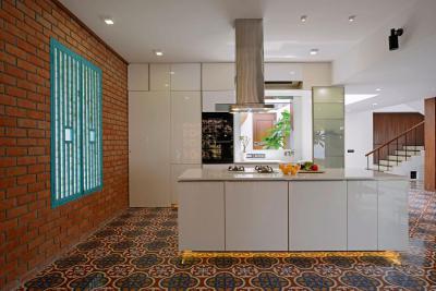 Látványos padlóburkolat a konyhában - konyha / étkező ötlet, modern stílusban