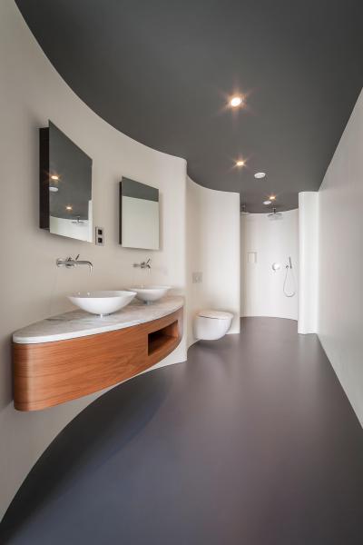 Ívelt falak a fürdőben - fürdő / WC ötlet, modern stílusban