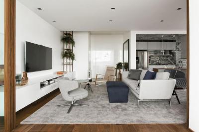 Hangulatos nappali diófa padlóval - nappali ötlet, modern stílusban