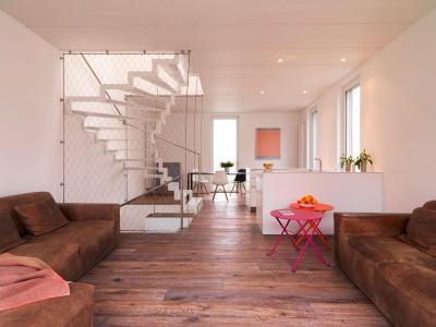 Loftlakás nappalija - nappali ötlet, modern stílusban